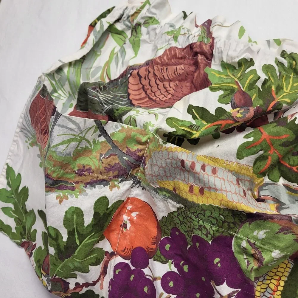 Handmade Fall Harvest Gathering Half Apron 100% Cotton 4 Large Pockets